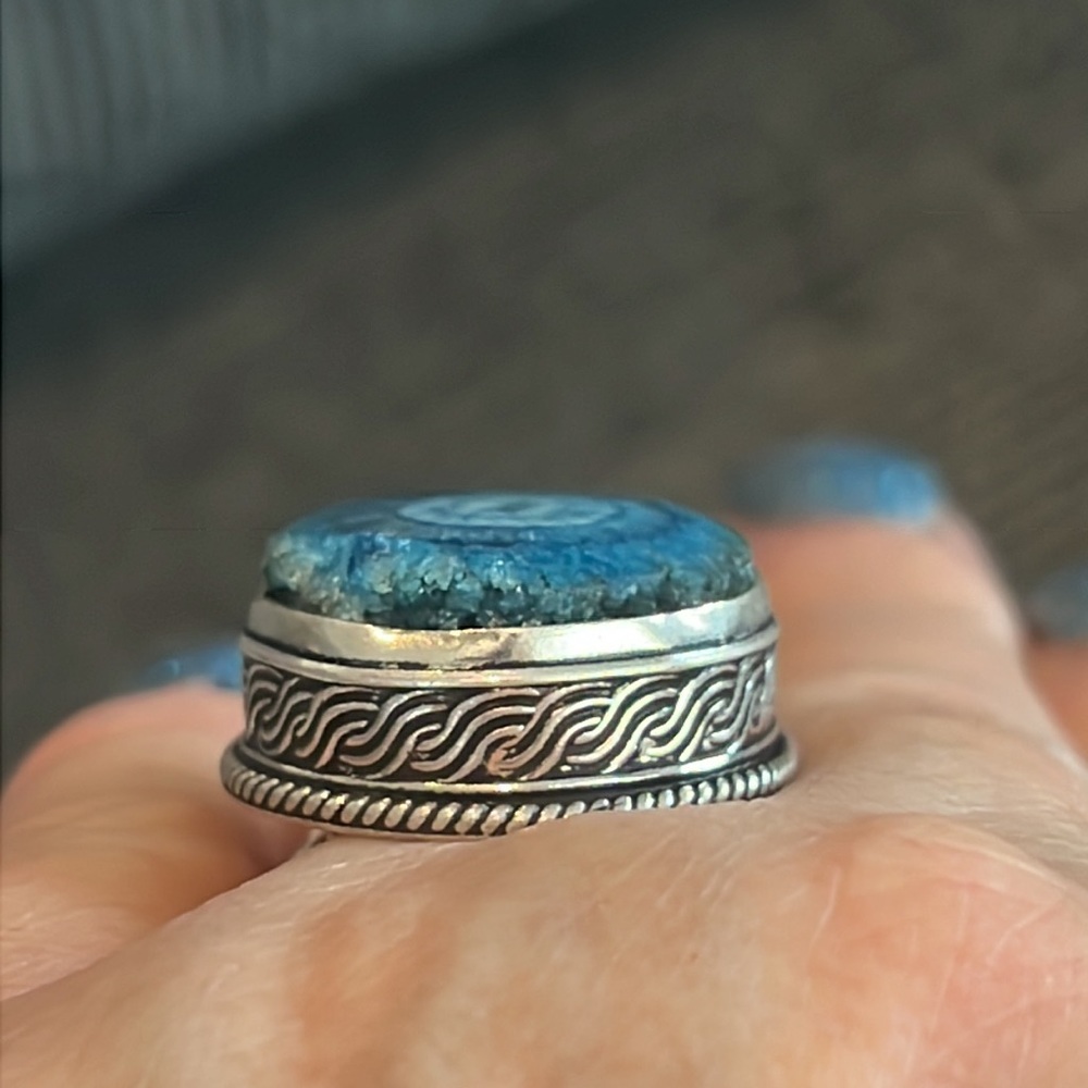 Solar Quartz Druzy Handcrafted In An Antique Setting Ring Size 7.5 NWOT - Picture 5 of 16